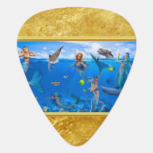 Mermaids with dolphins guitar pick