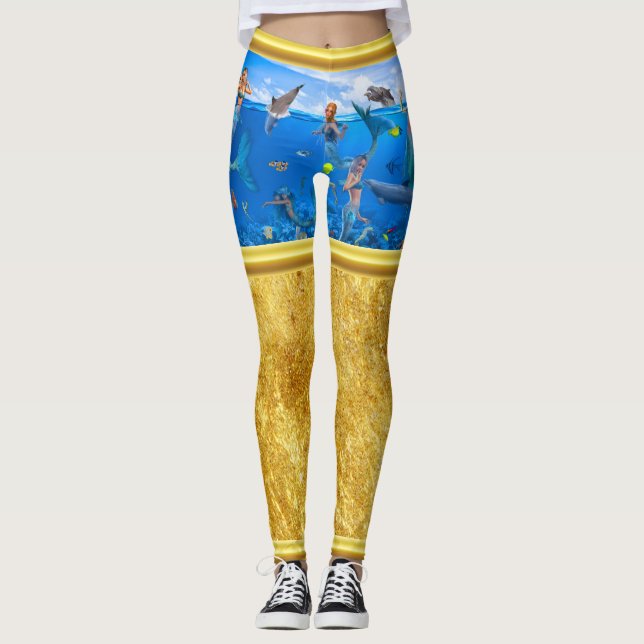 Mermaids with dolphins leggings (Front)