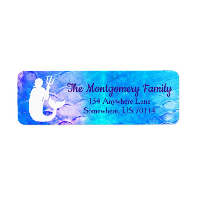 Merman and Trident | Family Name Label (Front)