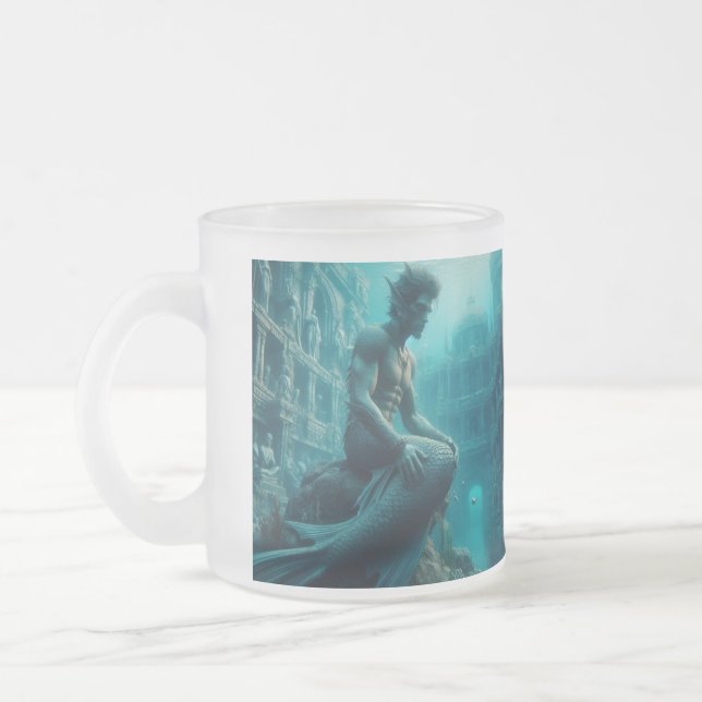 Merman Frosted Glass Coffee Mug (Left)