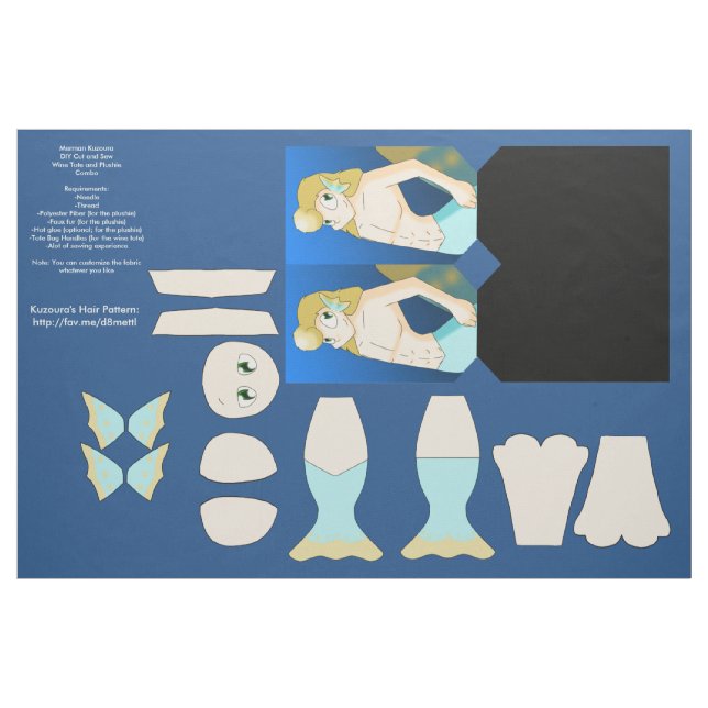 Merman Kuzoura DIY Wine Tote and Plushie Combo Fabric (Yard)