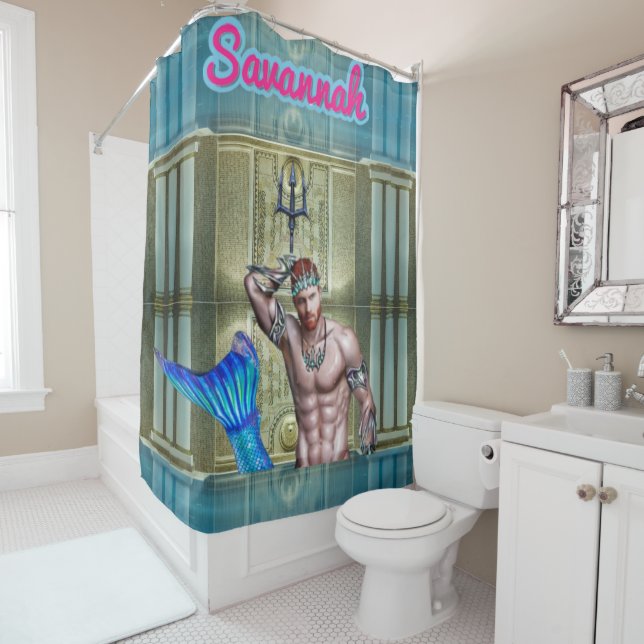 Merman of Savannah, Georgia Pride Shower Curtain (In Situ)