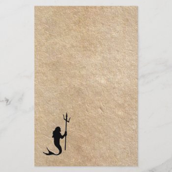 Merman On Old Parchment Stationery by BluePress at Zazzle