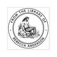 Merman on Rocks Ex Libris Bookplate Library Book