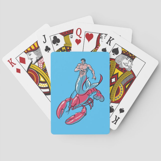 Merman Riding Lobster Playing Cards (Back)