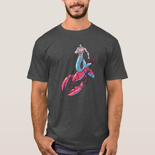 Merman Riding Lobster T_Shirt