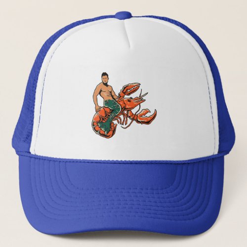 Merman riding Lobster Trucker Hat