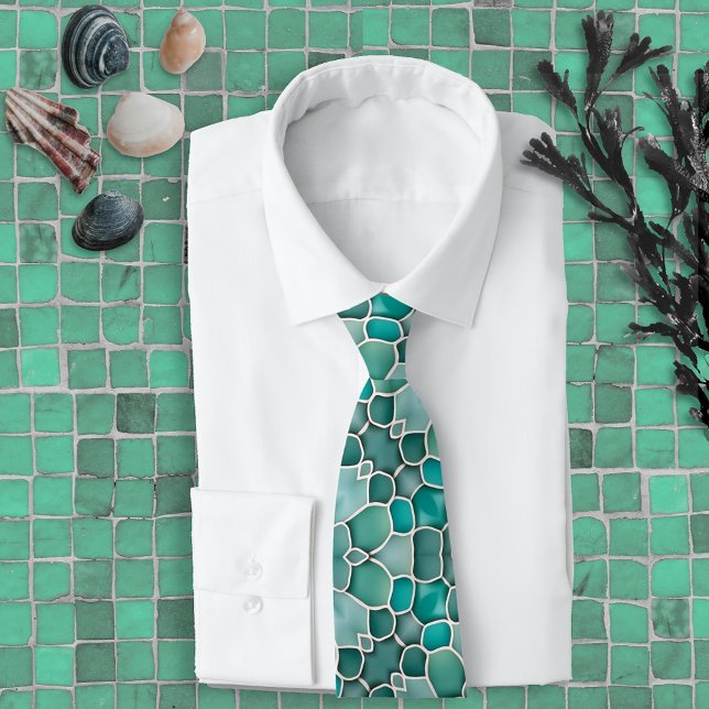 Merman Sea-Glass Green Teal & Aqua Ocean Themed Neck Tie (Creator Uploaded)
