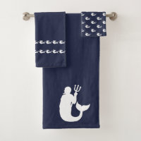 Merman sharks Bathroom Ocean blue &white