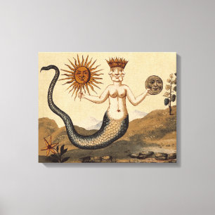 Merman Sun and Moon Canvas Print
