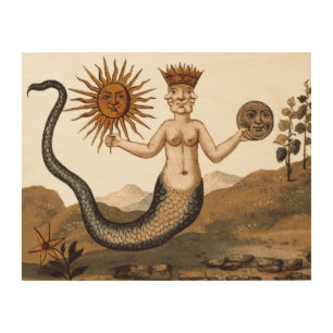 Merman Sun and Moon Wood Wall Decor