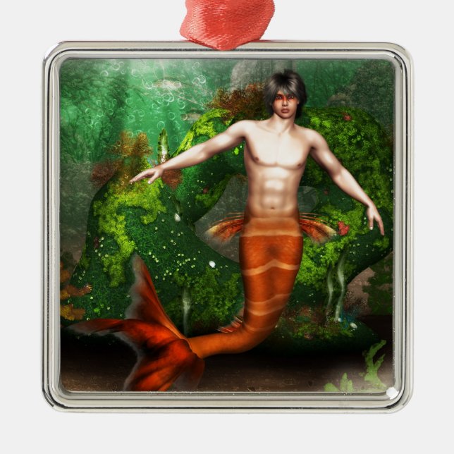Merman Swimming Ornament (Front)