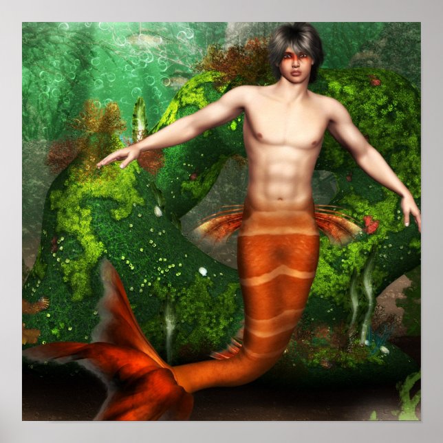 Merman Swimming Poster (Front)