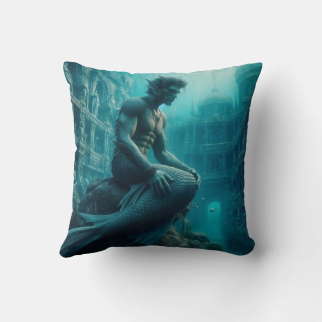 Merman Throw Pillow (Back)