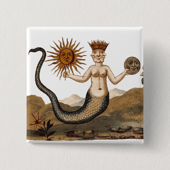 Merman Transmutation of Sun and Moon Button (Front)