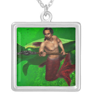 Merman with Sea Turtle Necklace