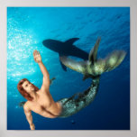 Merman with Shark Poster