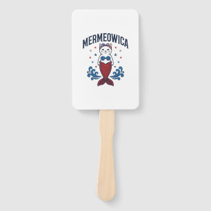 Mermeowica Patriotic Cat Mermaid Shirt Design_1 Hand Fan