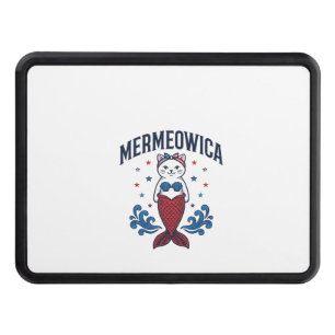 Mermeowica Patriotic Cat Mermaid Shirt Design_1 Hitch Cover