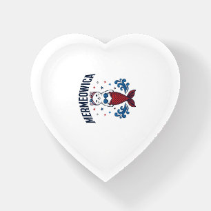 Mermeowica Patriotic Cat Mermaid Shirt Design_1 Paperweight