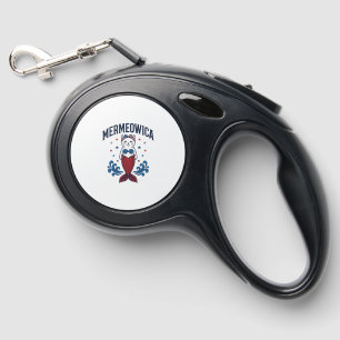 Mermeowica Patriotic Cat Mermaid Shirt Design_1 Retractable Pet Leash