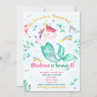 Mermicorn birthday invitation Girl Magical party