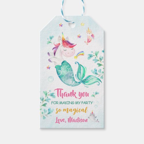Mermicorn thank you tag Magical birthday gift tag
