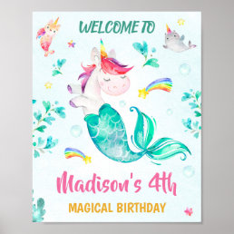 Mermicorn welcome party sign Magical birthday sign
