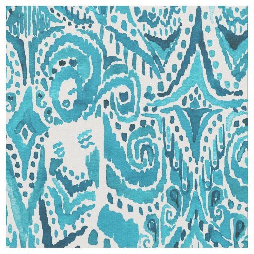 #MERMLIFE Aqua Nautical Mermaid Tribal Ikat Fabric