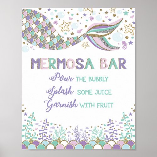 Mermosa Bar Mermaid Mimosa Bar Sign Baby Shower