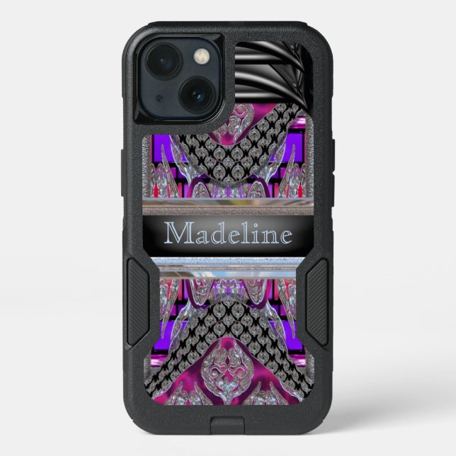 Merockel Modern Fun Girl Monogram Otterbox iPhone Case (Back)
