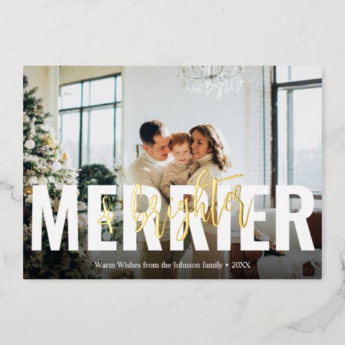 Merrier Brighter Brush Script Photo Foil Holiday