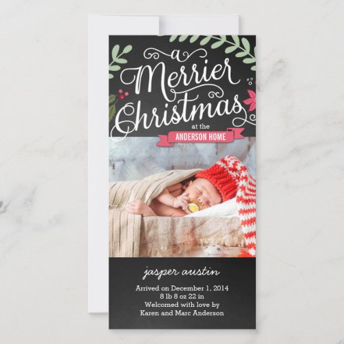 Merrier Christmas New Baby Holiday Photo Card