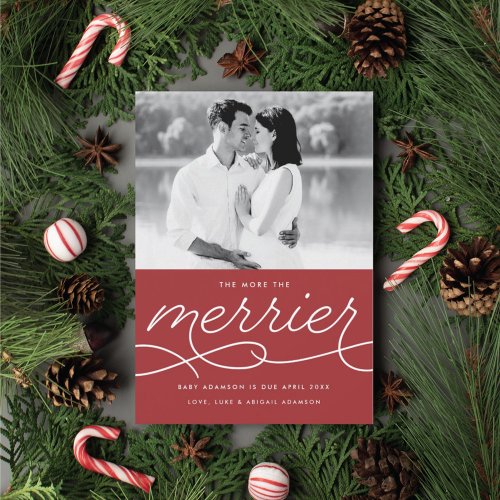 Merrier Pregnancy Announcement Christmas Card