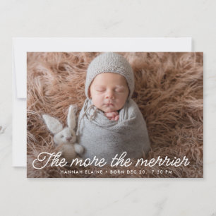 Merrier Script Holiday Birth Announcement Card