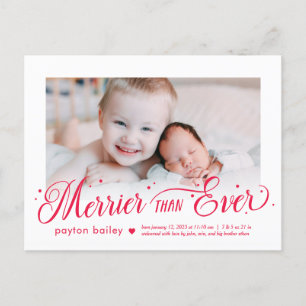 Merrier Than Ever EDITABLE COLOR Baby Holiday Card
