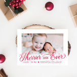 Merrier Than Ever EDITABLE COLOR New Baby Holiday Card<br><div class="desc">Celebrate the season with this modern and stylish holiday card from Berry Berry Sweet. Matching items and more design options are available at our store: www.berryberrysweet.com. Background color can be customized online to best match your photo!</div>