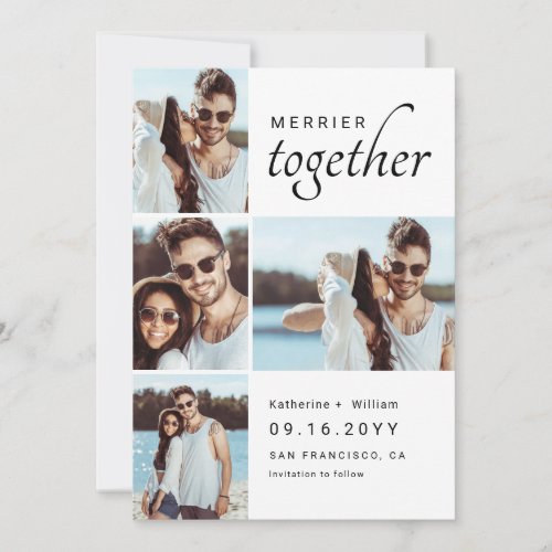 Merrier Together 4 Photo wedding Save the Date