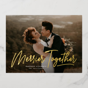 Merrier Together Calligraphy Photo Foil Holiday Po