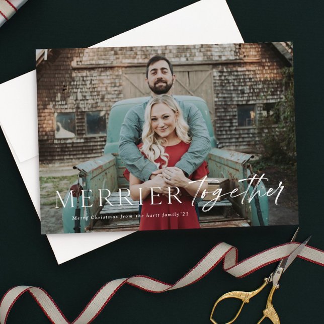 Merrier together full bleed photo Merry Christmas  (Creator Uploaded)