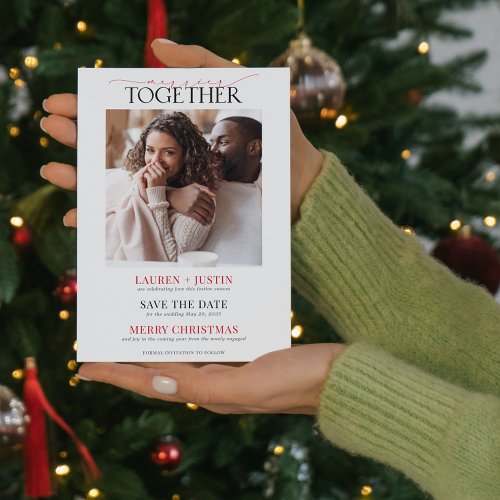 Merrier Together Holiday Engagement Save the Date
