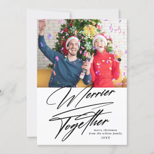 Merrier Together Minimalist Photo Christmas Holiday Card