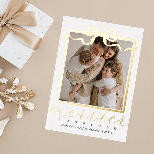Merrier Together Photo Elegant Christmas Foil Holiday Card