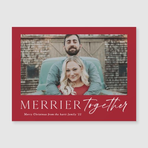 Merrier Together Script Photo Merry Christmas Card