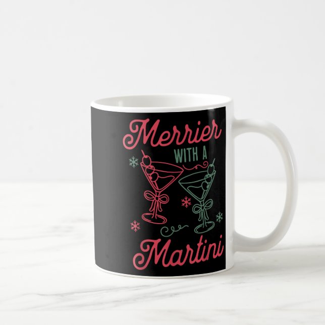 Merrier With A Martini Christmas Tail Xmas Martini Coffee Mug (Right)
