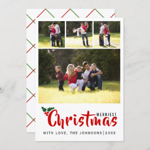 Merriest Christmas 4 photo collage simple card