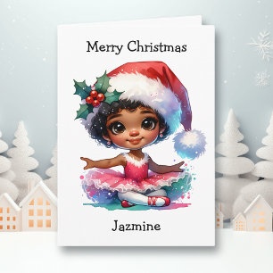 Merriest Christmas Ballerina Coloring Page Girl's Card