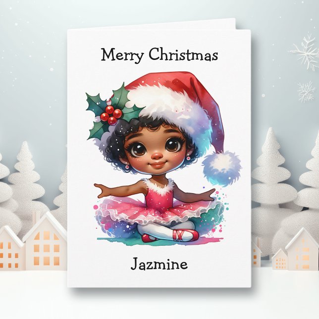 Merriest Christmas Ballerina Coloring Page Girl's Card (Creator Uploaded)