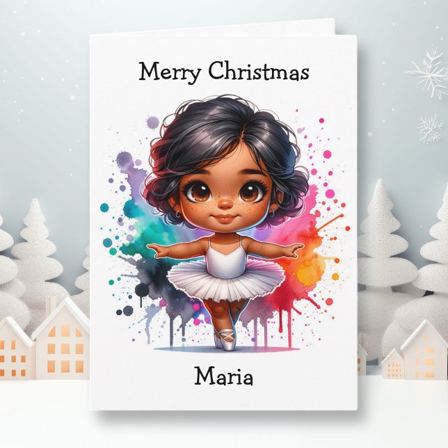 Merriest Christmas Ballerina Coloring Page Girl's Card (Creator Uploaded)