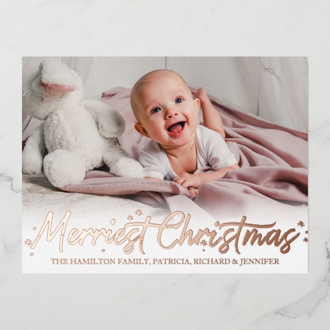 Merriest Christmas Birthday Announcement Photo (Front)